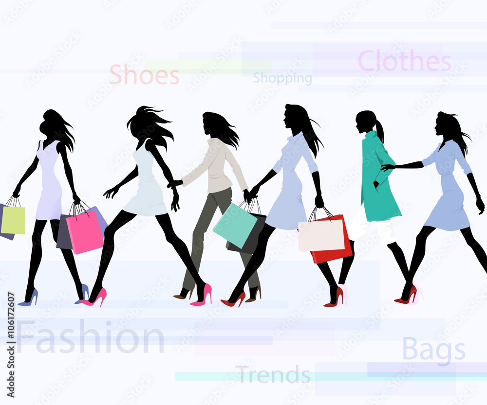 Women with shopping bugs Women with shopping bugs