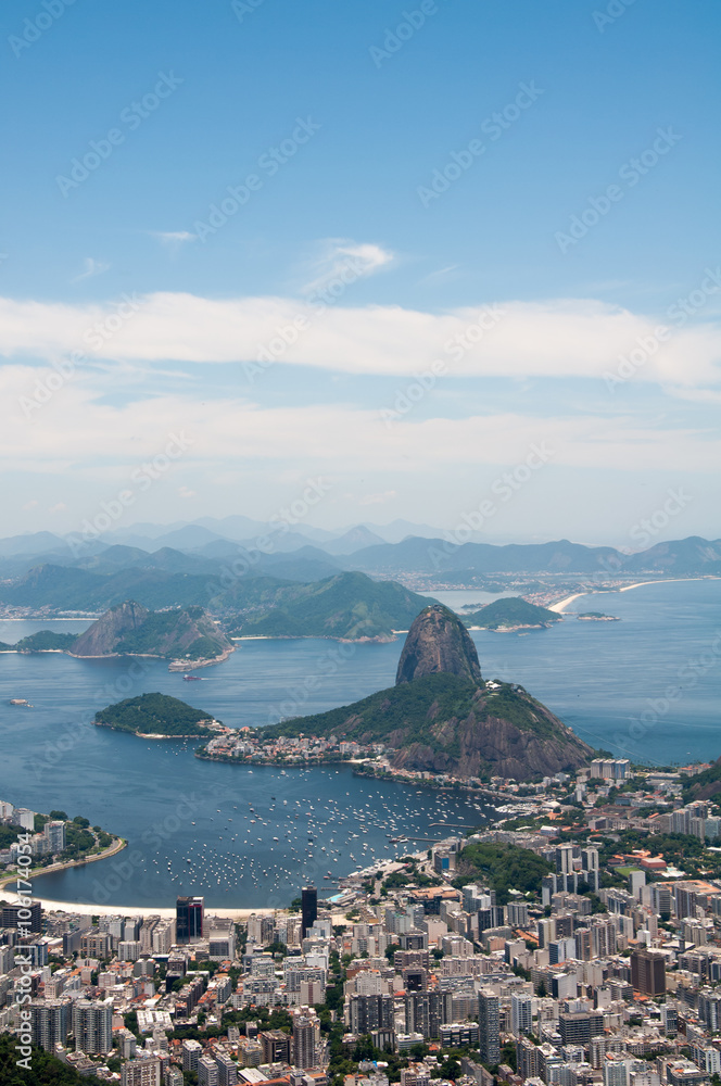 Rio de Janeiro panoramic view from Corcovado mountain, Brazil.