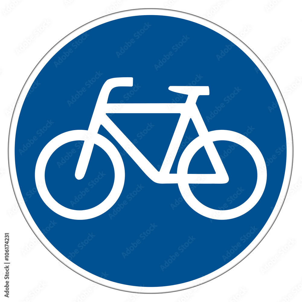blue bicycle way traffic sign isolated on white background blue bicycle way traffic sign isolated on white background