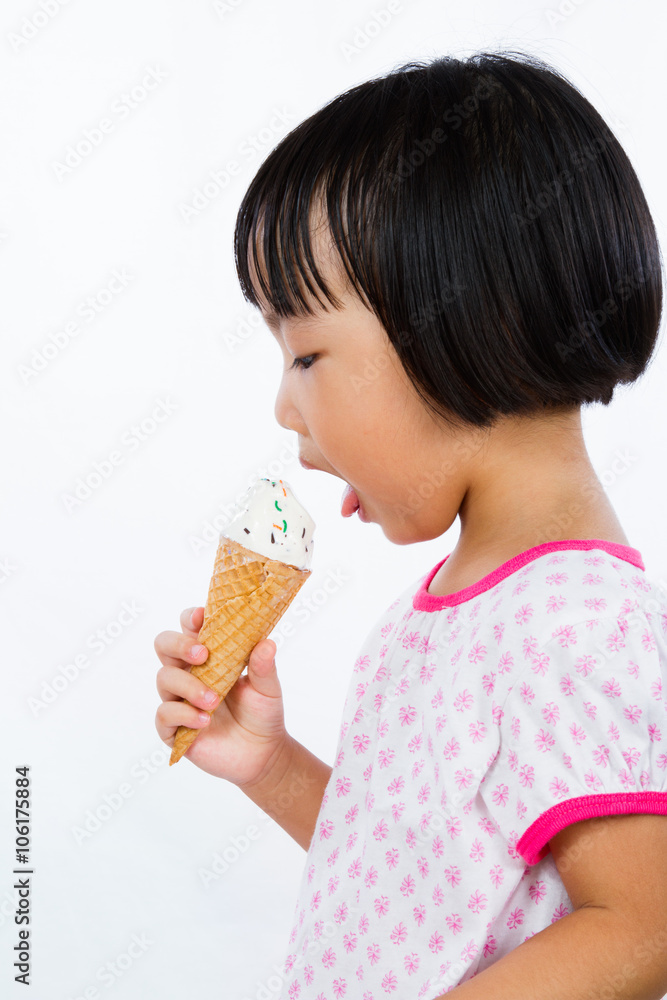 Asian Little Chinese Girl Eating Ice Cream Asian Little Chinese Girl Eating Ice Cream