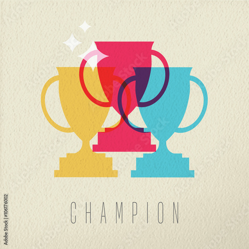 Champion game trophy concept icon color design