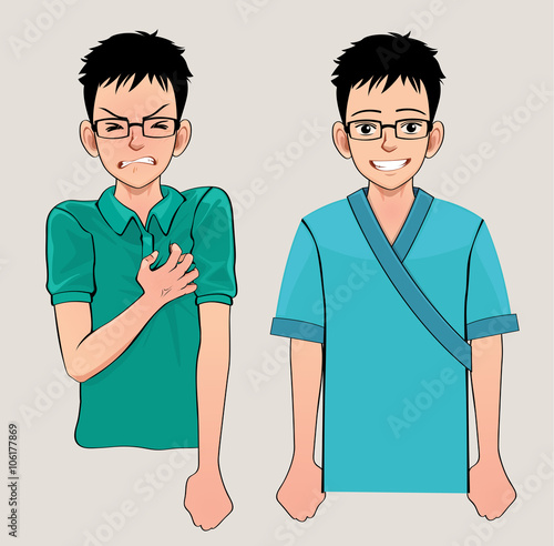 Patients with heart pain. Vector illustration.