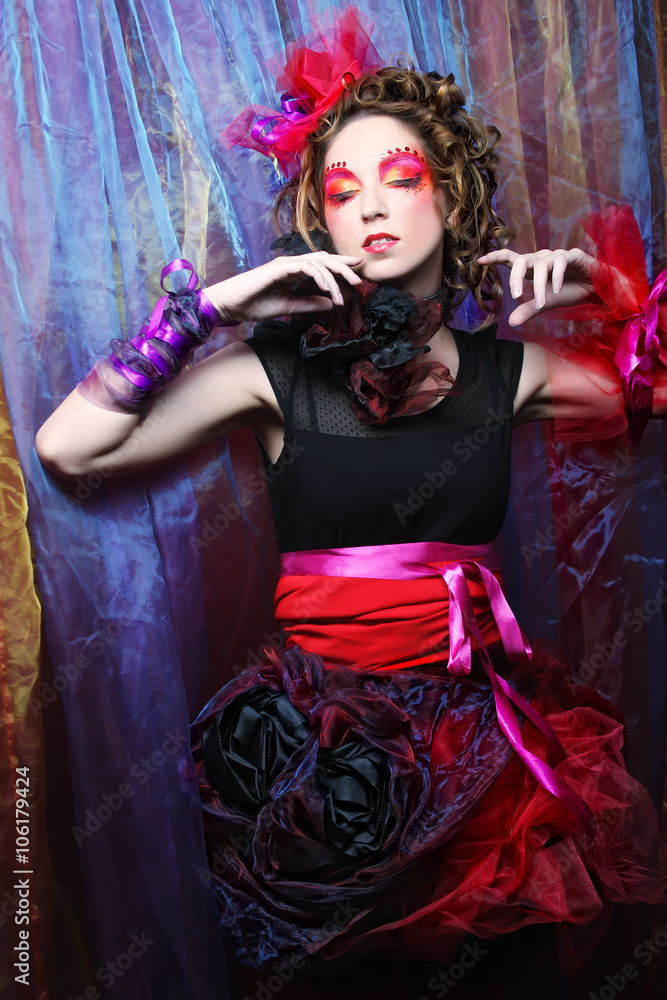 Fashion shot of woman in doll style. Fashion shot of woman in doll style.