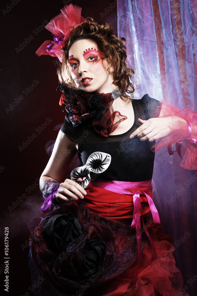 Fototapeta premium girl with mask, doll style