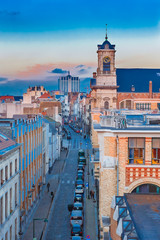 Handdoek met foto Brussel Brussel skyline bij gouden zonsondergang  © SvetlanaSF