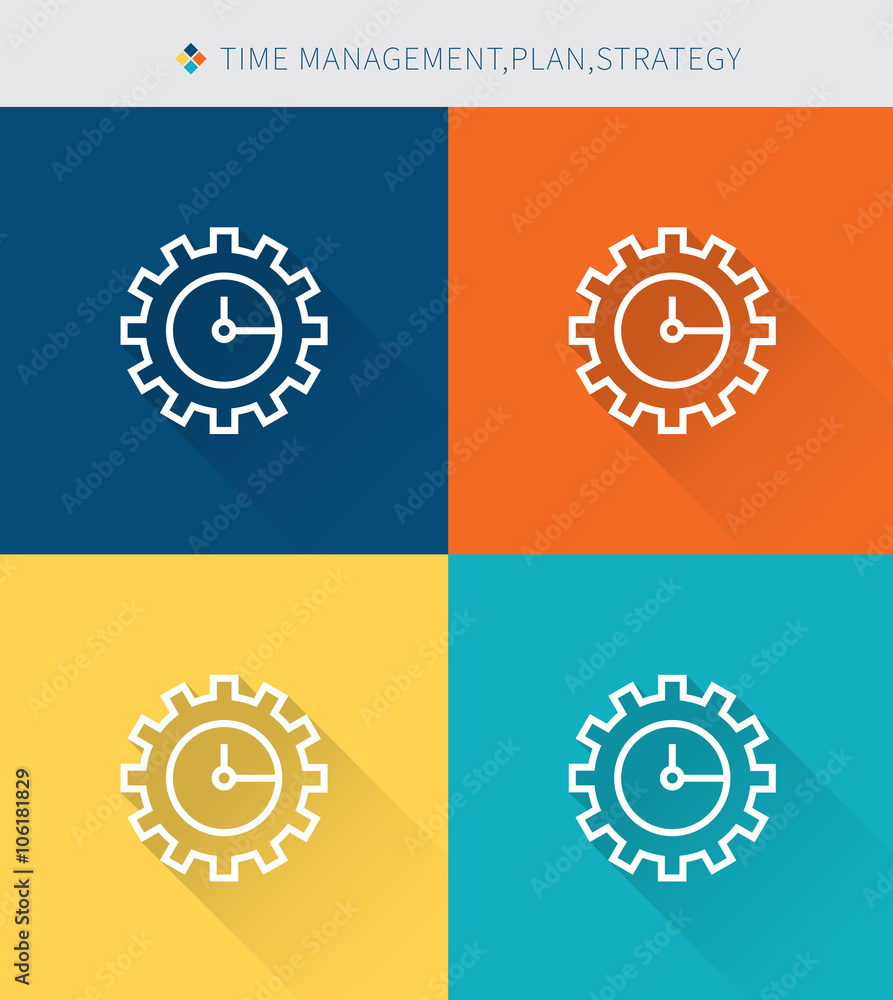 Thin thin line icons set of time management , modern simple style