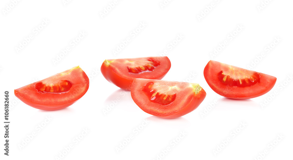 Tomato slices isolated on white background Tomato slices isolated on white background