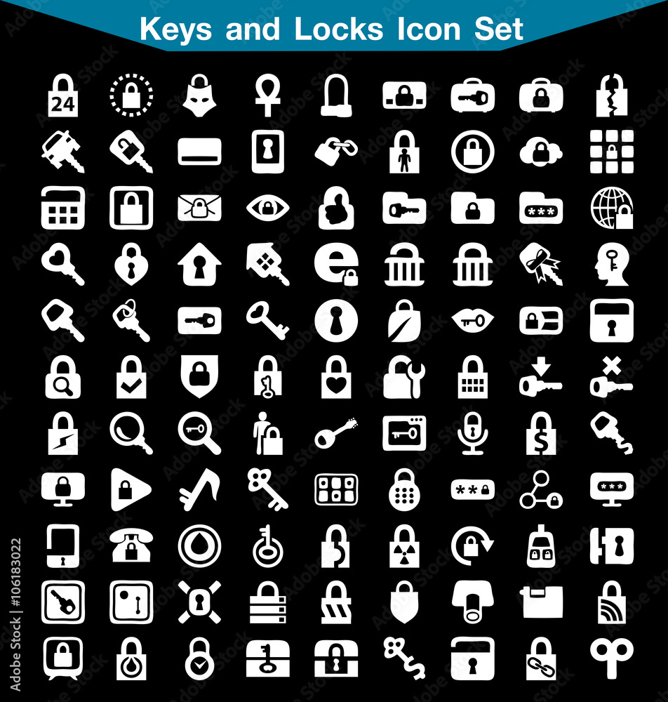 Key and Lock icon set Key and Lock icon set