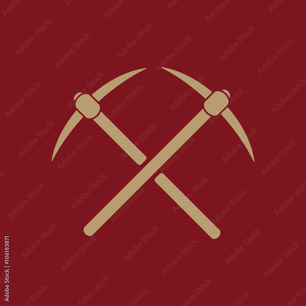 The pick icon. Pickax symbol. Flat The pick icon. Pickax symbol. Flat