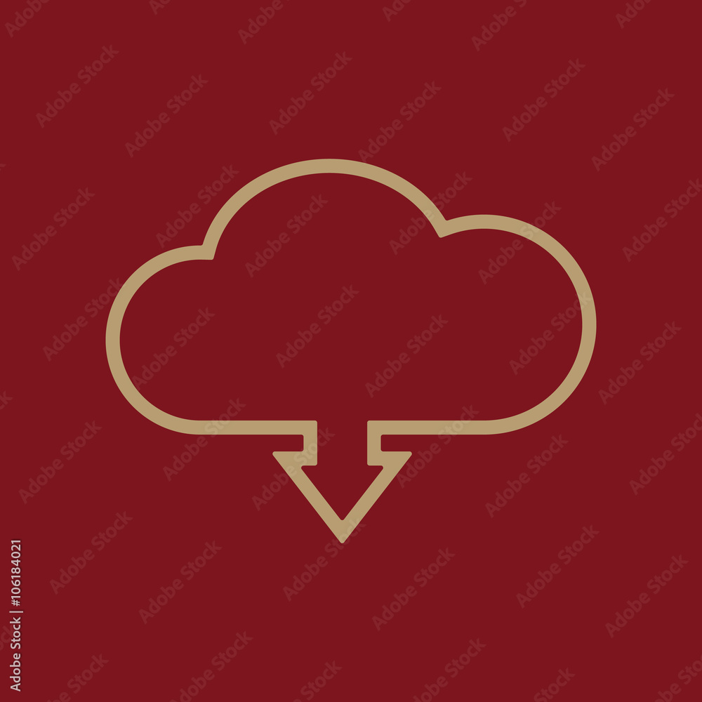 The download to cloud icon. Download symbol. Flat The download to cloud icon. Download symbol. Flat