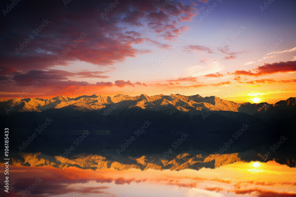 sunrise over the lake Baikal