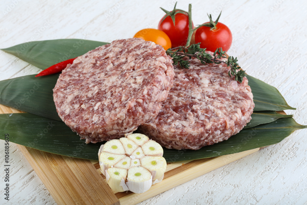 Raw burger cutlet Raw burger cutlet
