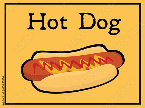 Vintage hotdog poster design, Flat Vector. Illustration. Isolated. Graphic Design