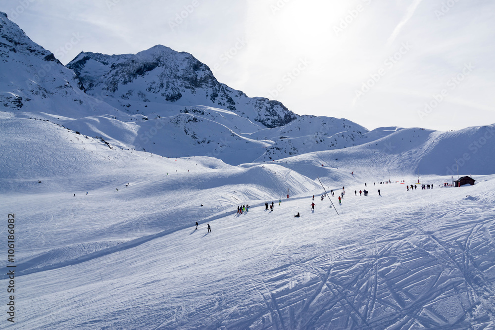 View of mountain tops. Ski resort of Paradiski, France