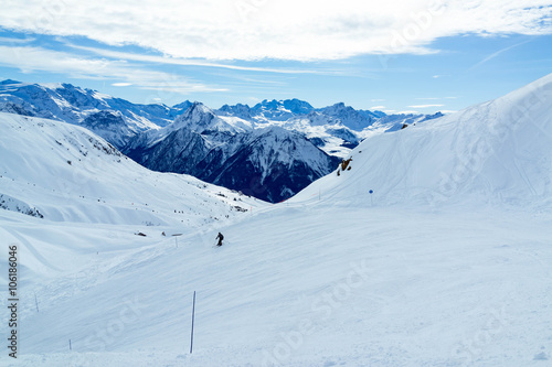 View of mountain tops. Ski resort of Paradiski, France © yusev