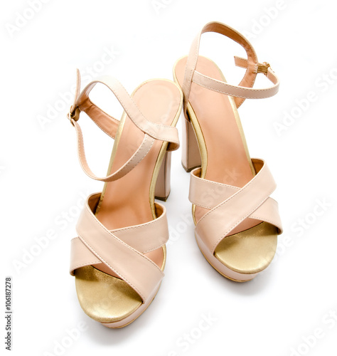Beige high heel women shoe isolated