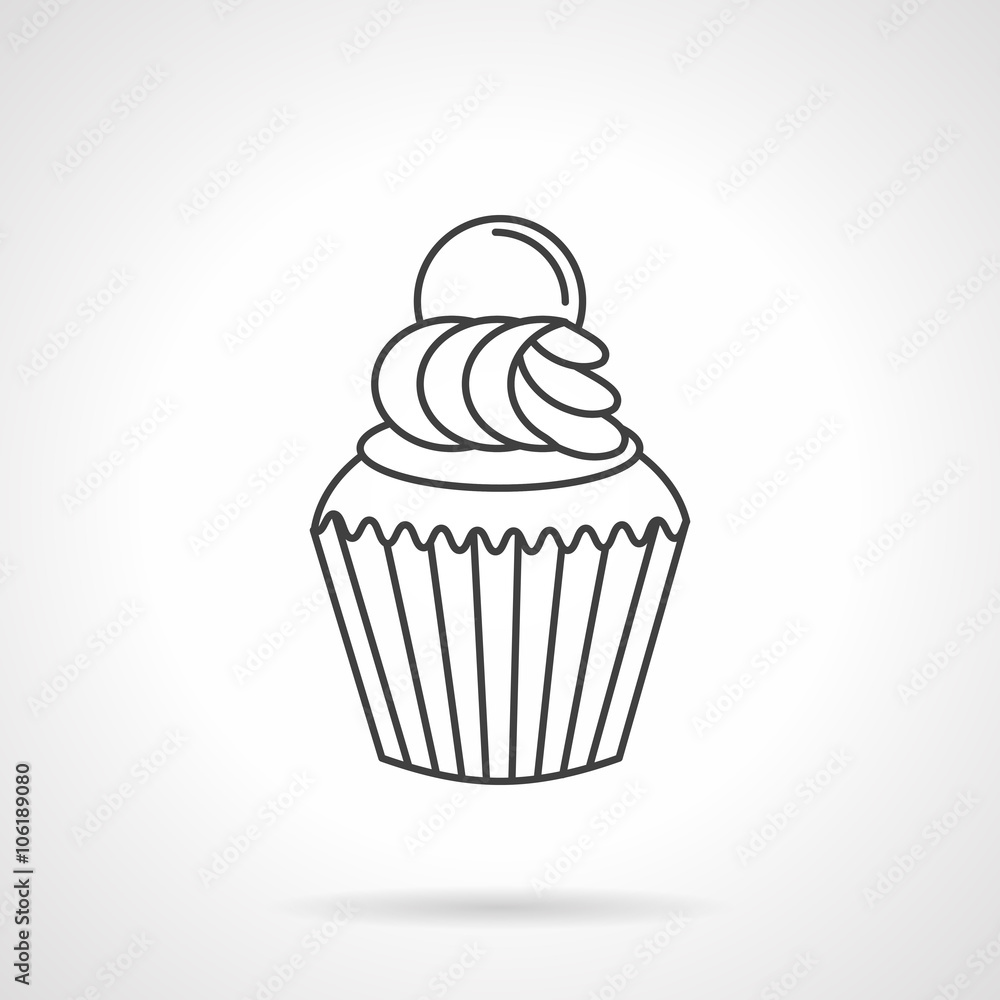 Cream cupcake flat line vector icon Cream cupcake flat line vector icon