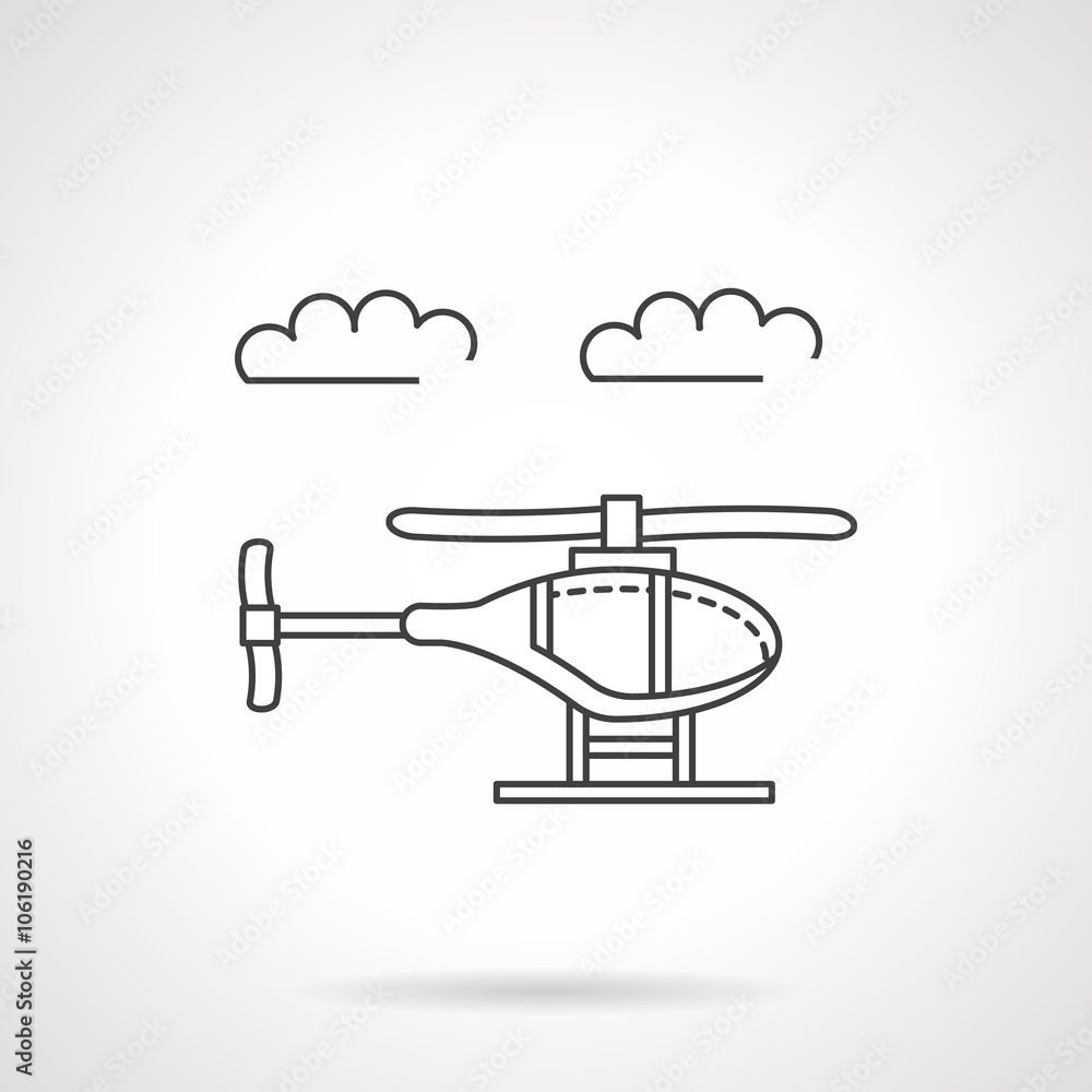 Helicopter in sky flat line vector icon Helicopter in sky flat line vector icon