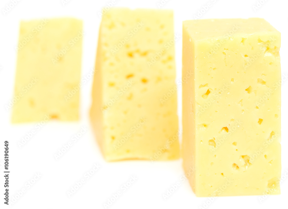 cheese cubes on white
