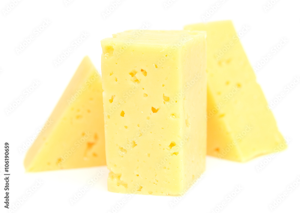 cheese cubes on white
