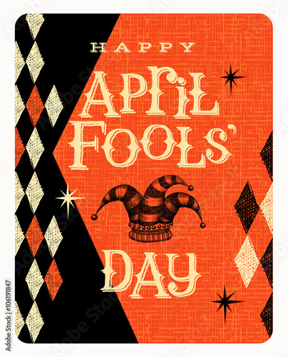 Vintage April Fools Day card or banner design