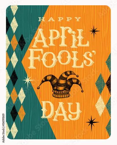 Vintage April Fools Day card or banner design