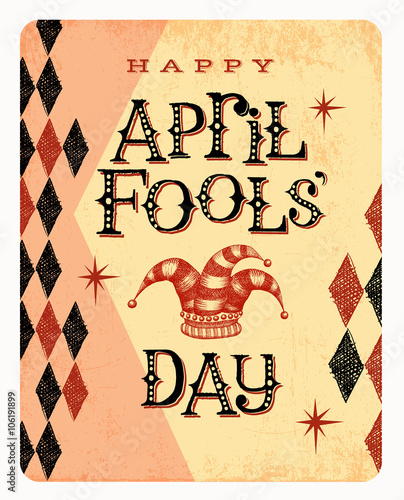Vintage April Fools Day card or banner design