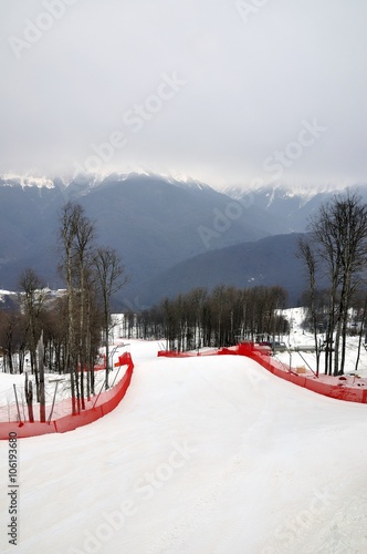 The fenced ski slope