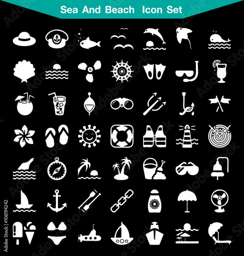Sea and Beach icon set 