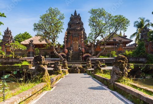 Pura Saraswati Temple with beatiful lotus pond, Ubud, Bali, Indonesia photo