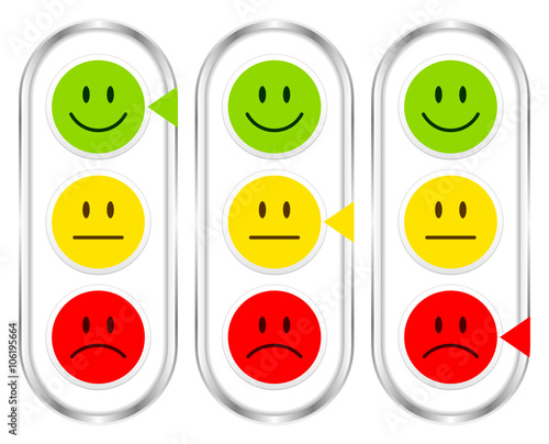 3 Mood Faces Color Silver Frame Arrow Vertical