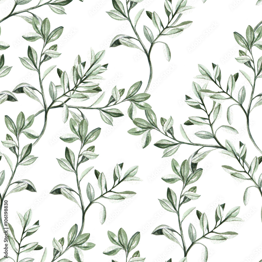 watercolor pattern with beautiful plants.