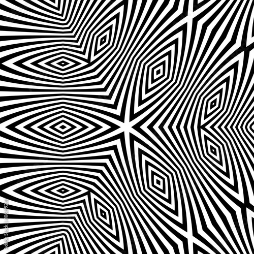 Black and White Background. Pattern With Optical Illusion. Vector Illustration.
