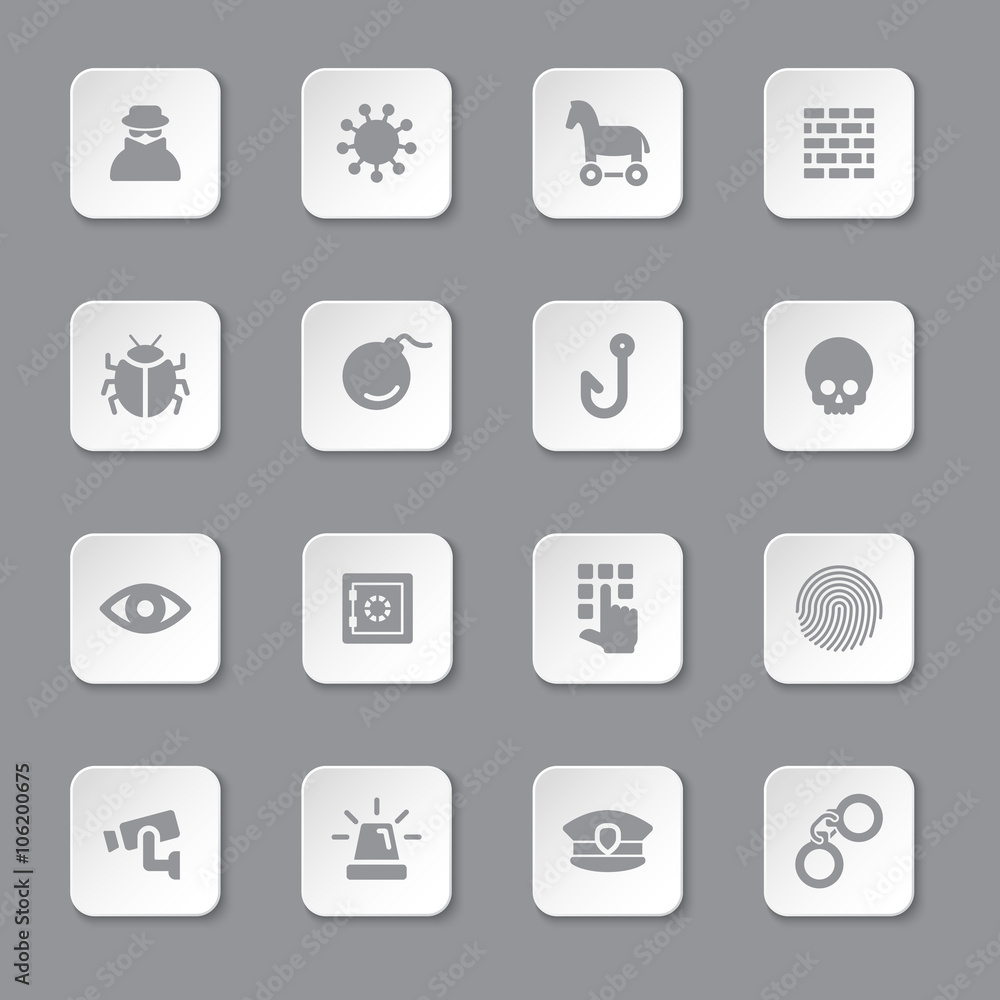 gray flat security icon set on rounded rectangle button for web design, user interface (UI), infographic and mobile application (apps) gray flat security icon set on rounded rectangle button for web design, user interface (UI), infographic and mobile application (apps)
