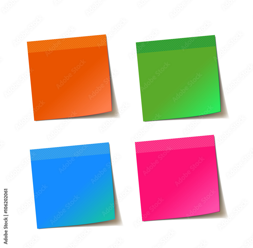 Color Sticky notes isolated on white