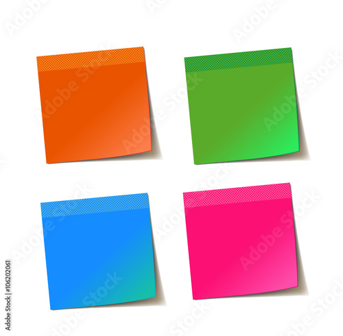 Color Sticky notes isolated on white