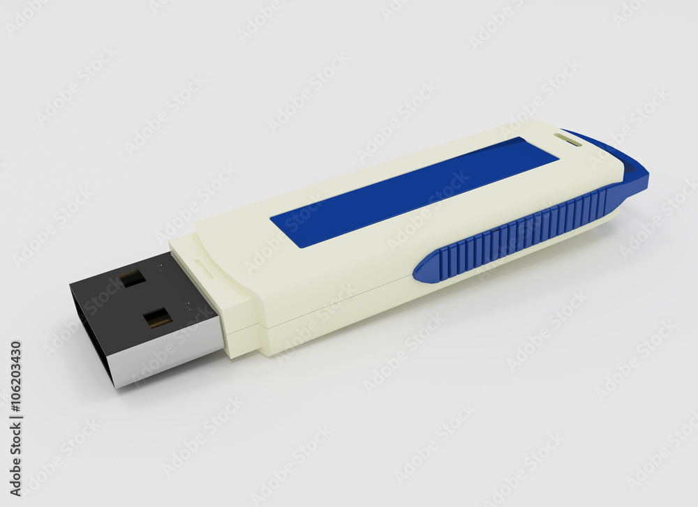 3D image Isolated Universal Serial Bus flash drive. 3D image Isolated Universal Serial Bus flash drive.