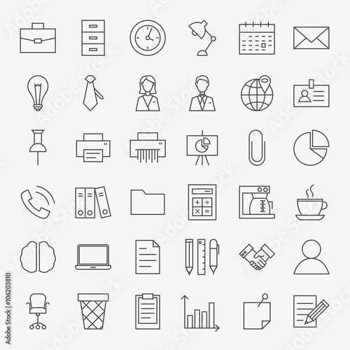 Business Office Life Line Art Design Icons Big Set