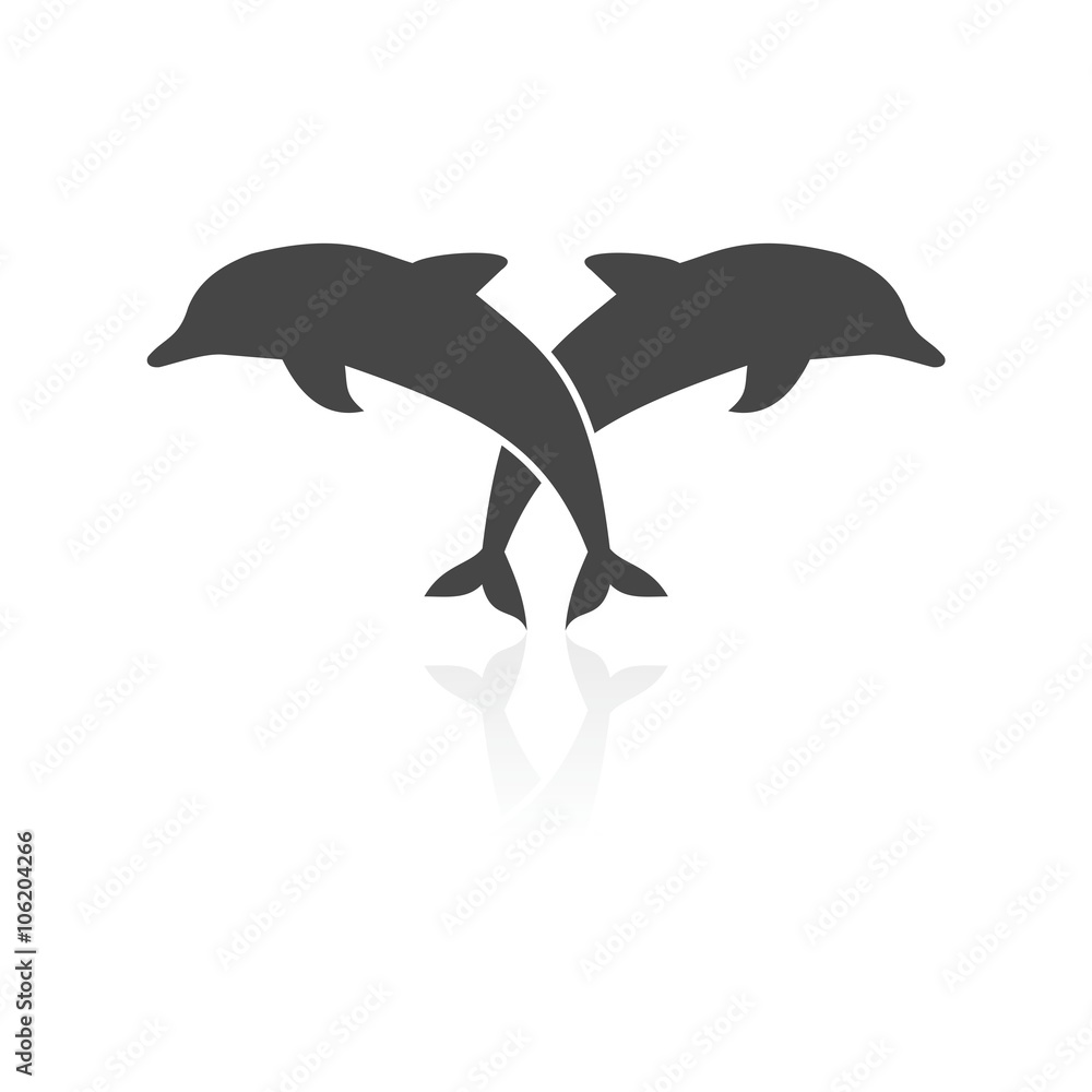 Two dolphins Silhouette icon