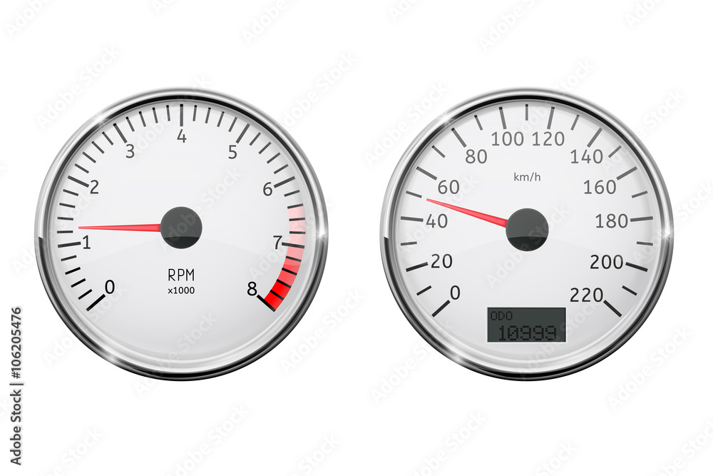Tachometer and speedometer Stock Vector Adobe Stock