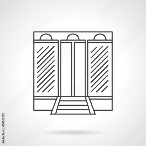Business center facade flat line vector icon