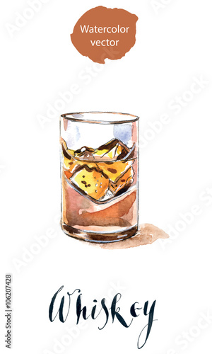 Glass with whiskey and ice