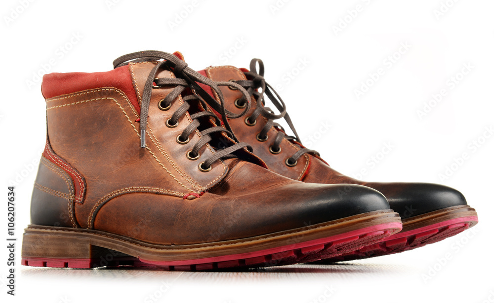 Pair of man's leather shoes isolated on white Pair of man's leather shoes isolated on white