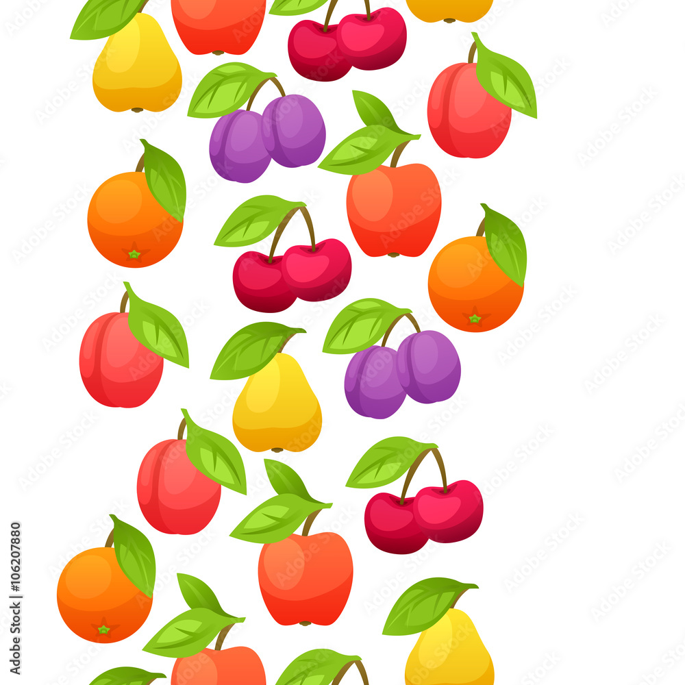 Seamless pattern with stylized fresh ripe fruits Seamless pattern with stylized fresh ripe fruits