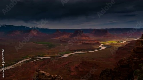 Utah Landscape Dramatic Clouds moving over Professor Valley Colorado River Route 128 near Moab USA