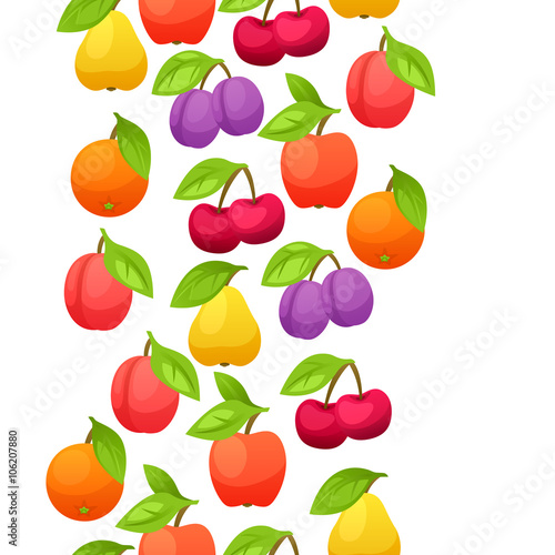 Seamless pattern with stylized fresh ripe fruits