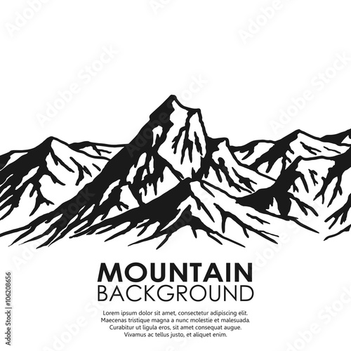 Mountain range isolated on white background
