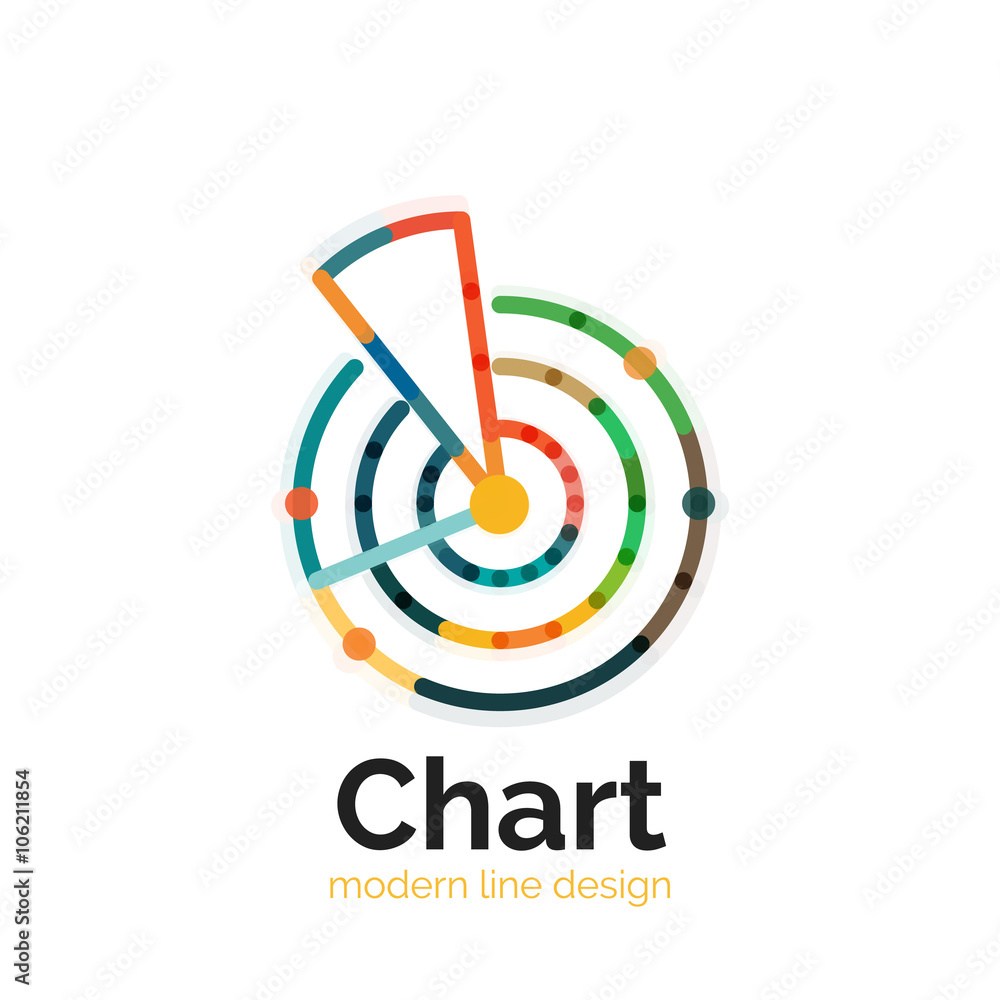 Thin line chart logo design. Graph icon modern colorful flat style Thin line chart logo design. Graph icon modern colorful flat style