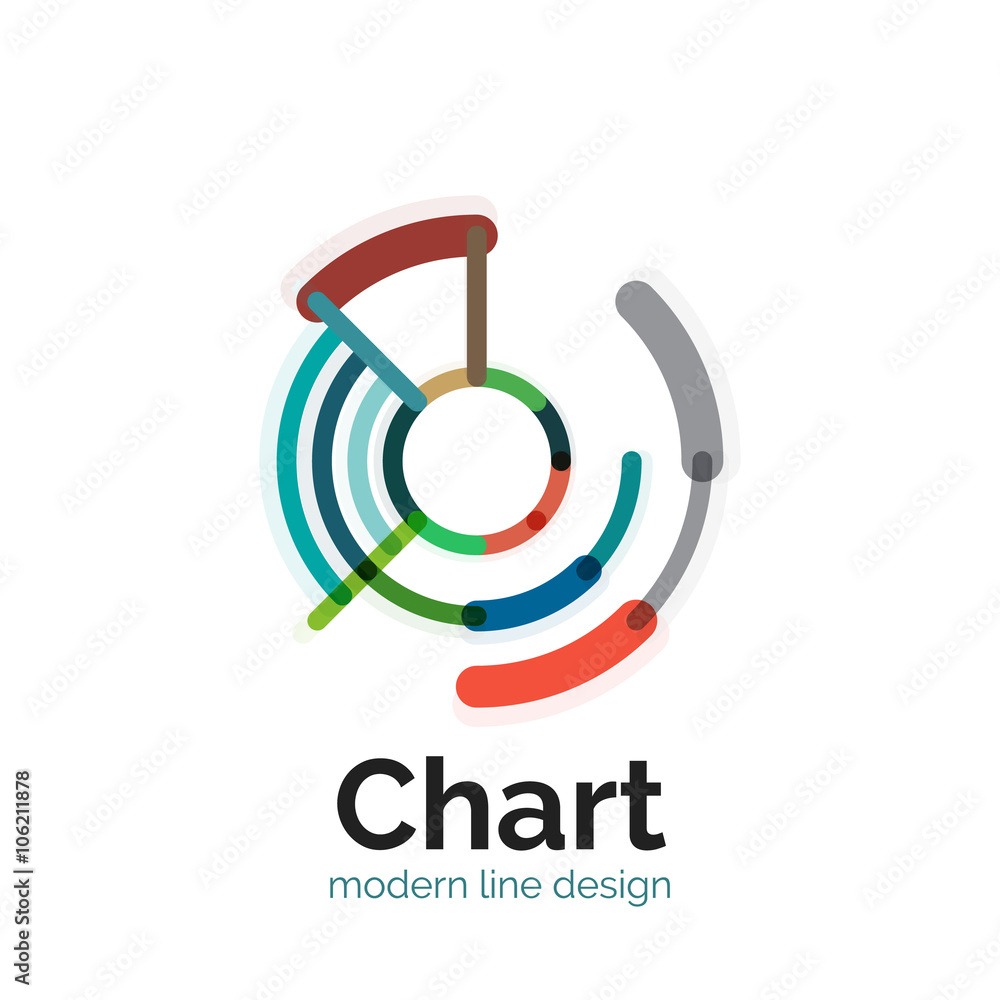 Thin line chart logo design. Graph icon modern colorful flat style Thin line chart logo design. Graph icon modern colorful flat style