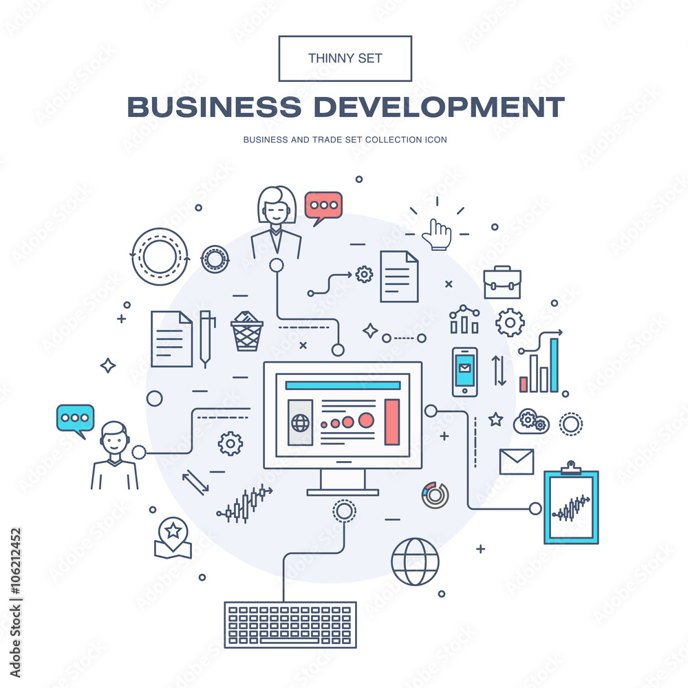 Modern thin line business icons set of application development idea concept, information and mobile technologies vectors collection in flat Style Modern thin line business icons set of application development idea concept, information and mobile technologies vectors collection in flat Style